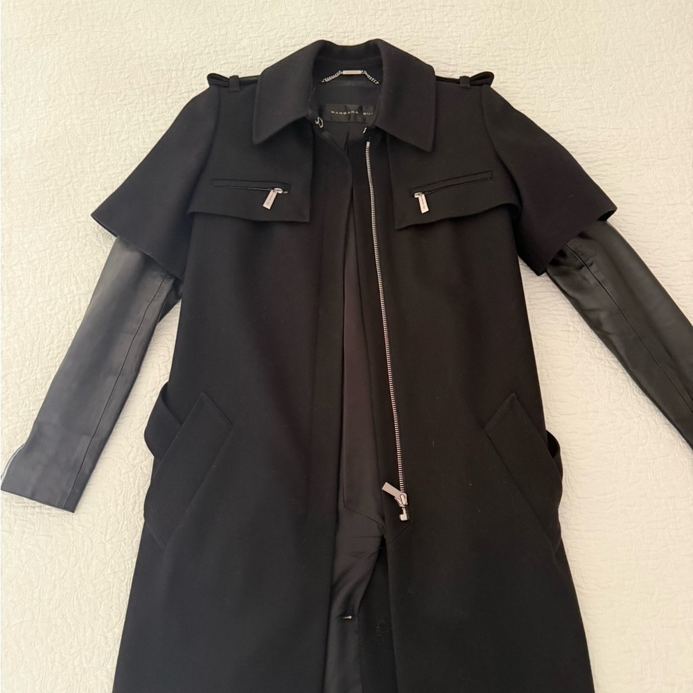 Barbara Bui Black Women's Jacket with Leather Sleeves